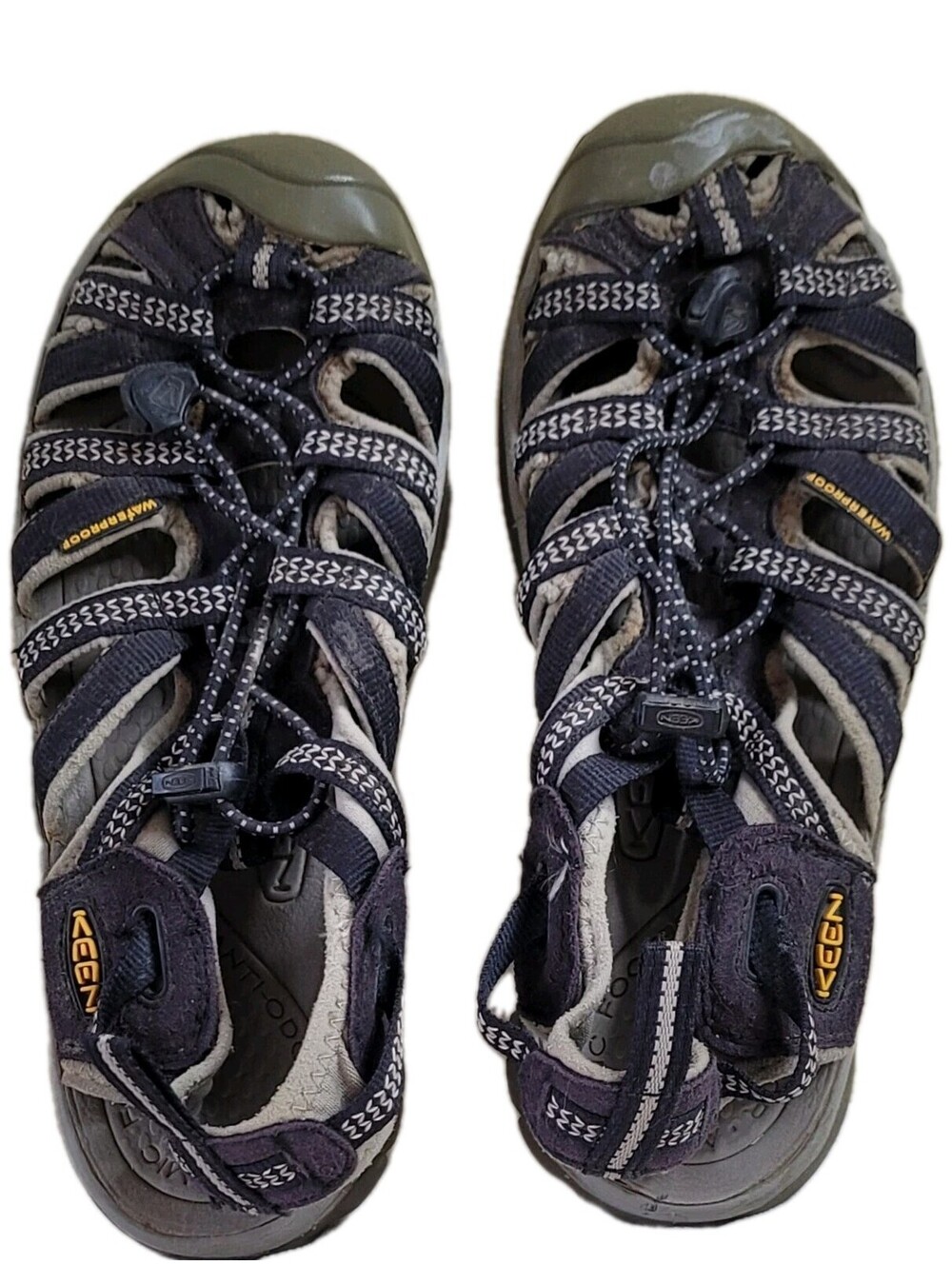 KEEN Newport Green/Brown Leather Hiking Waterproof Sandals Womens Size 6.5